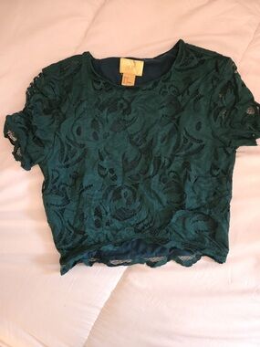 H&M Teal Green Lace Crop Top